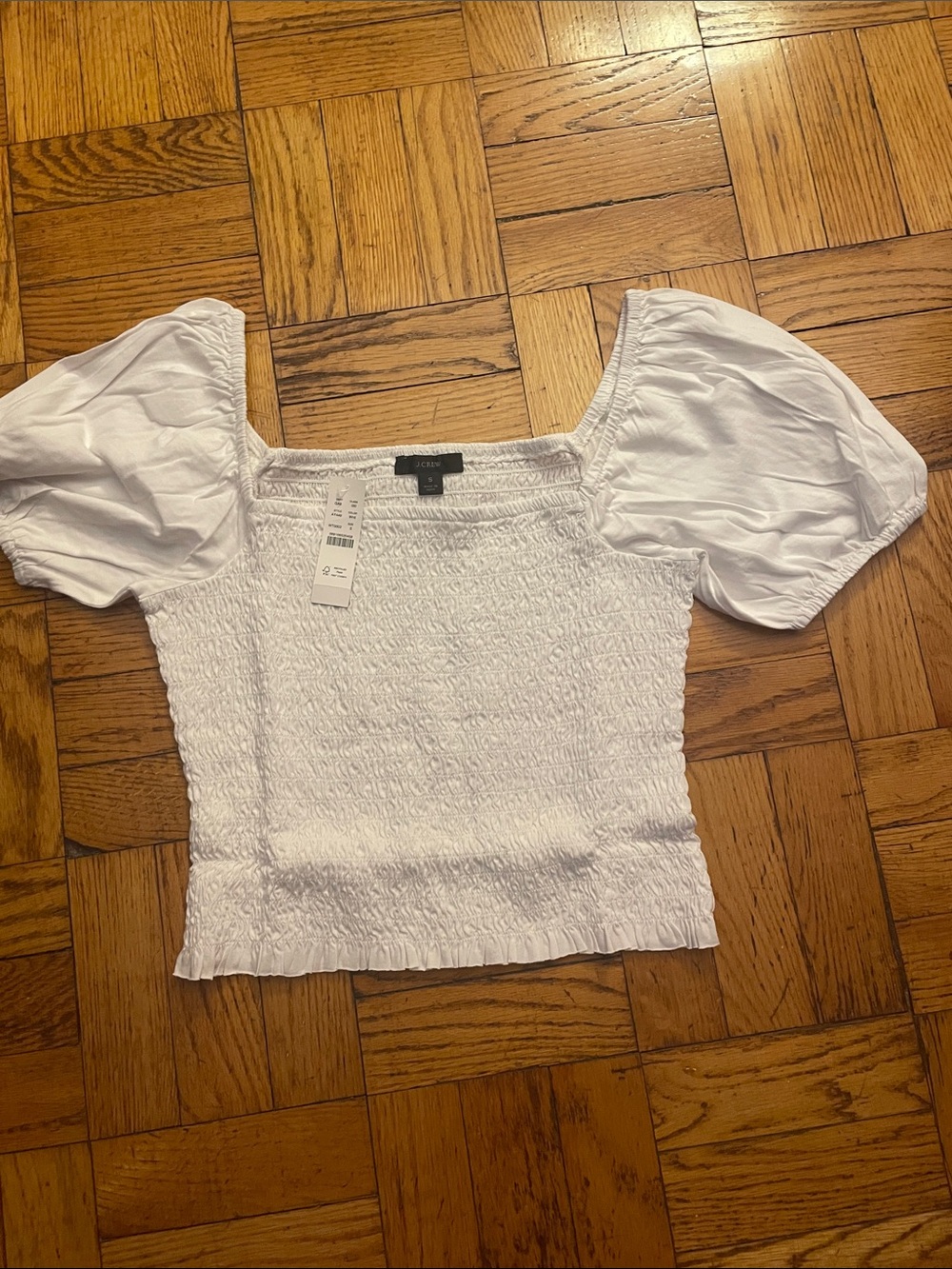 NWT - JCrew White Smocked Top - size S